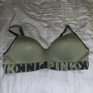Pink T-shirt bra in olive green